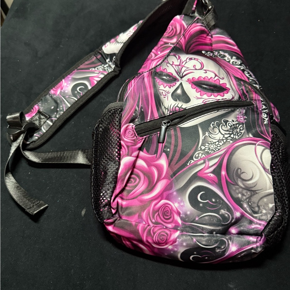 Pink and Black Goth Design Crossbody Sling Bag - BRAND NEW